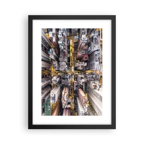 Affiche dans un cadre noir - Poster - Salutations de Hong-Kong - 30x40 cm