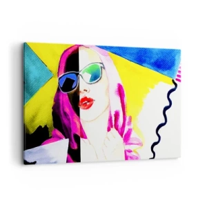 Impression sur toile - Image sur toile - Portrait coloré d'une femme portant des lunettes de soleil - 120x80cm - je ne suis pas blanche et je ne suis pas noire - Décoration murale moderne pour le salon et la chambre ARTTOR