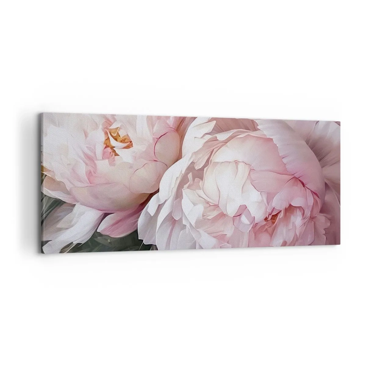 Impression sur toile - Image sur toile - Pivoines roses délicates en pleine floraison - 120x50cm - Arrêté en pleine floraison - Décoration murale moderne pour le salon et la chambre ARTTOR