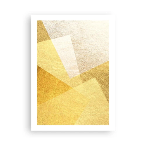 Affiche - Poster - Abstraction géométrique dorée avec un effet métallique - 50x70cm - Météo géométrique - Décoration murale moderne pour le salon et la chambre ARTTOR