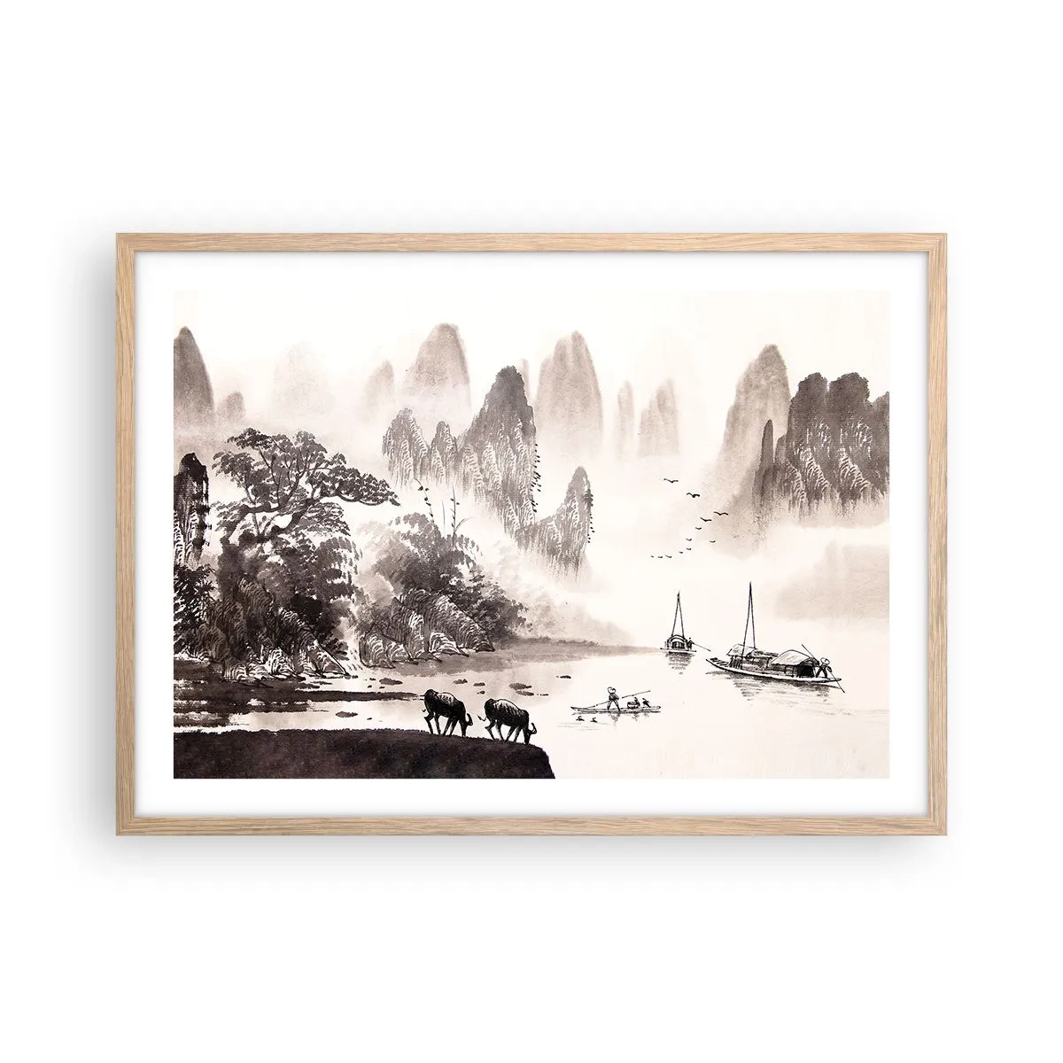 Affiche dans un chêne clair - Poster - Le quotidien exotique de l'Orient - 70x50 cm