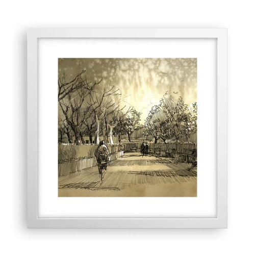 Affiche dans un cadre blanc - Poster - Un moment arrêté avec une plume - 30x30 cm