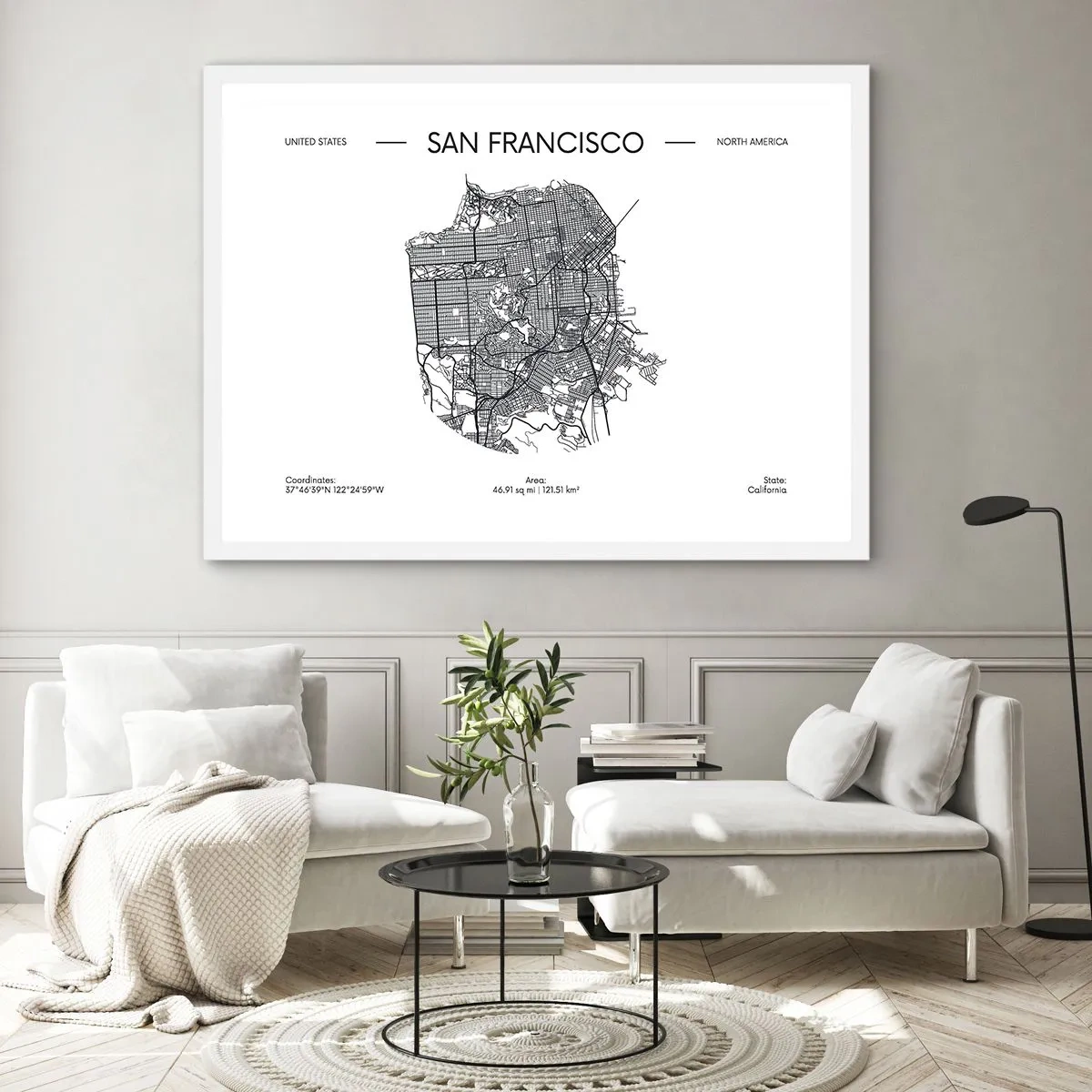 Affiche dans un cadre blanc - Poster - Anatomie de San Fransisco - 100x70 cm