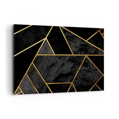 Impression sur toile - Image sur toile - Motif géométrique doré sur fond noir - 120x80cm - Obscurité et éclat - Décoration murale moderne pour le salon et la chambre ARTTOR