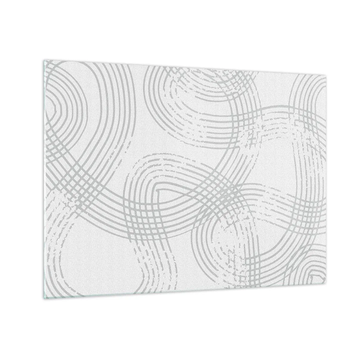 Impression sur verre - Image sur verre - Lignes courbes abstraites dans des tons de gris sur blanc - 70x50cm - Il n'y a pas de chemin droit - Décoration murale moderne pour le salon et la chambre ARTTOR