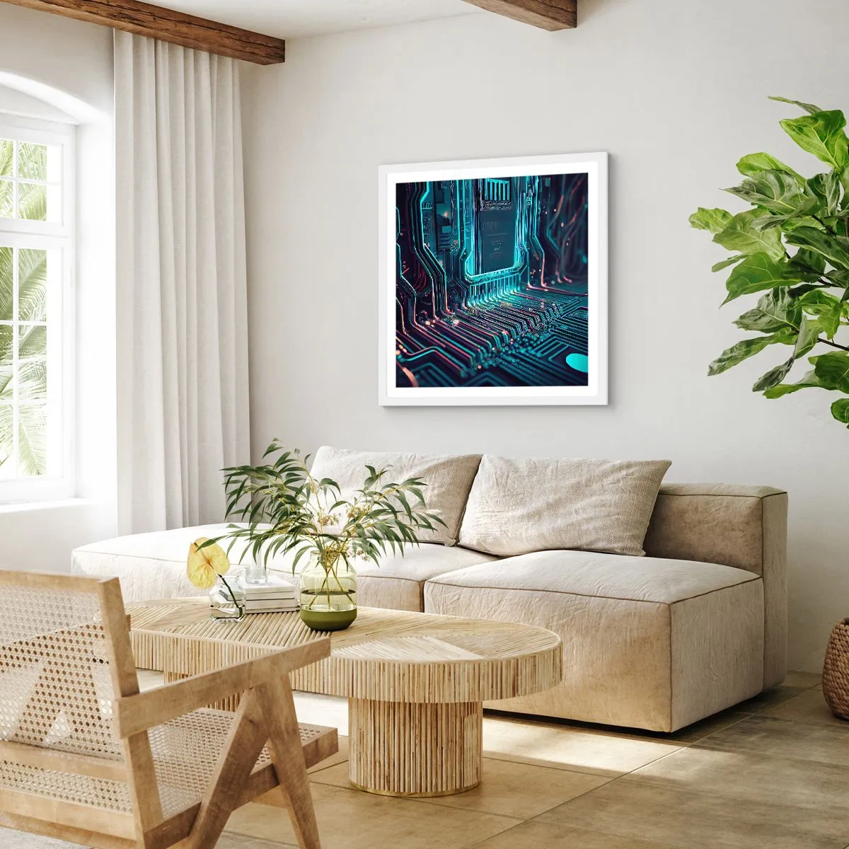 Affiche dans un cadre blanc - Poster - Je pense comme ça… - 60x60 cm