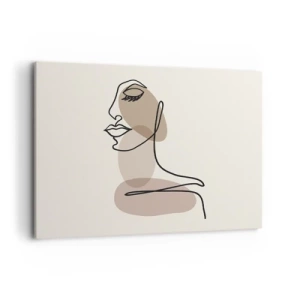 Impression sur toile - Image sur toile - Un profil féminin dans un style d'art linéaire minimaliste - 100x70cm - Une certaine ligne de beauté - Décoration murale moderne pour le salon et la chambre ARTTOR