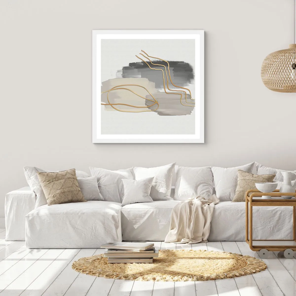 Affiche dans un cadre blanc - Poster - Durée et mouvement - 40x40 cm