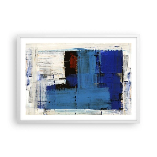 Affiche dans un cadre blanc - Poster - Secret de bleu - 70x50 cm