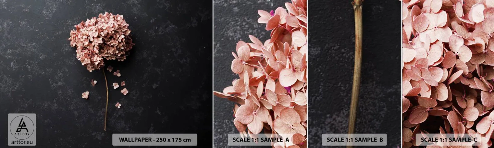 Échantillon De Papier Peint Standard Eco - Un signe vraiment romantique - Fleur, Hortensia, Nature - 100x30 cm