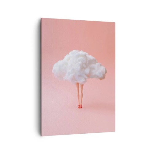 Impression sur toile - Image sur toile - Jambes dans un nuage sur fond rose - 50x70cm - Douce promesse - Décoration murale moderne pour le salon et la chambre ARTTOR