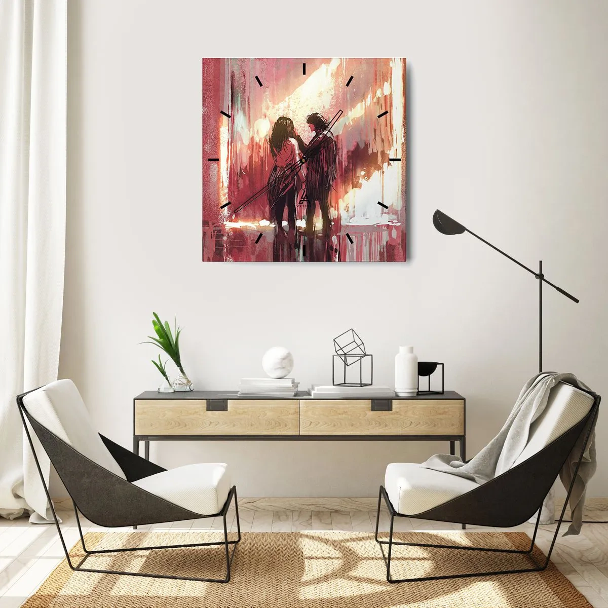 Horloge murale - Pendule murale - L'éternel spectacle de l'amour - 40x40 cm