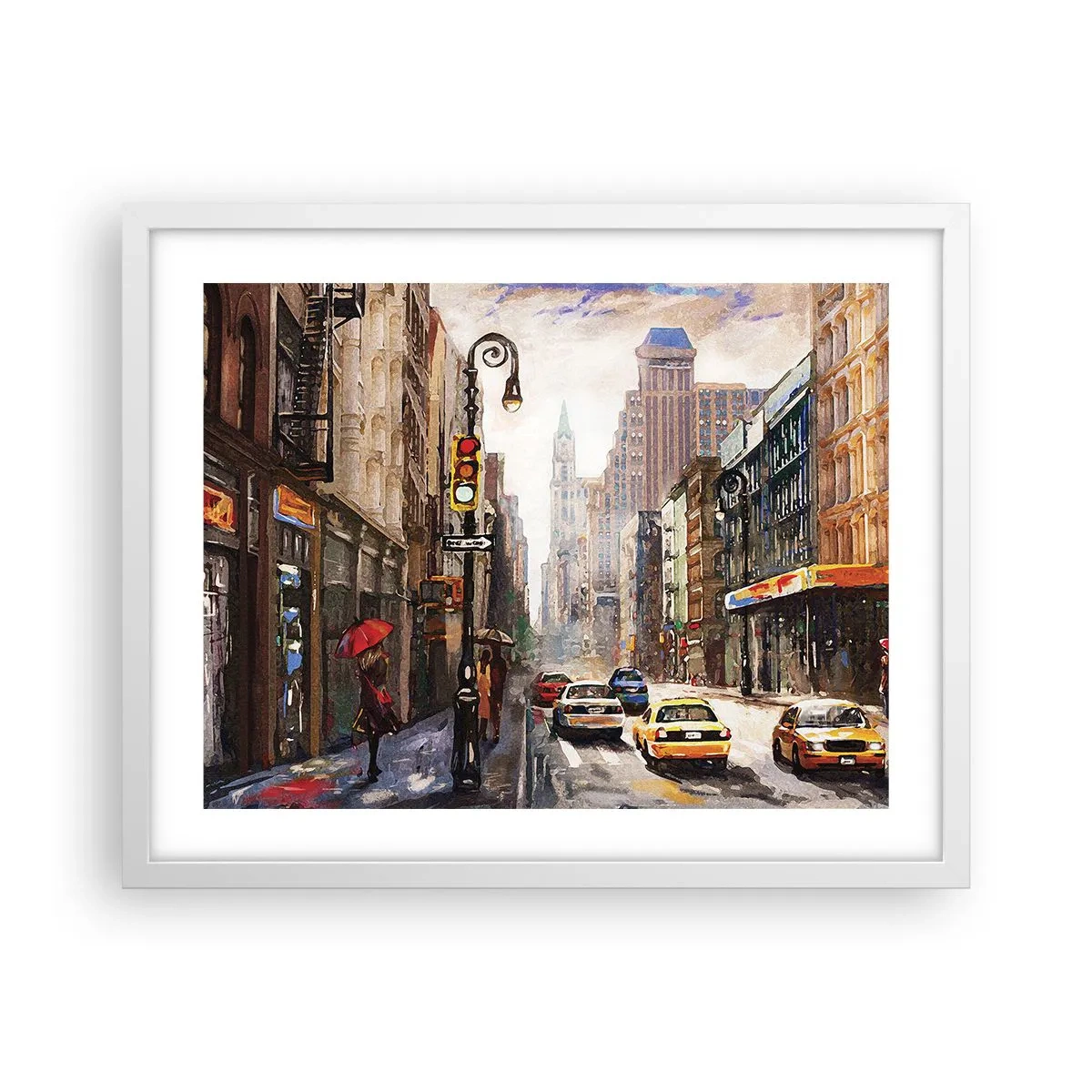 Affiche dans un cadre blanc - Poster - New-Zork - coloré même sous la pluie - 50x40 cm