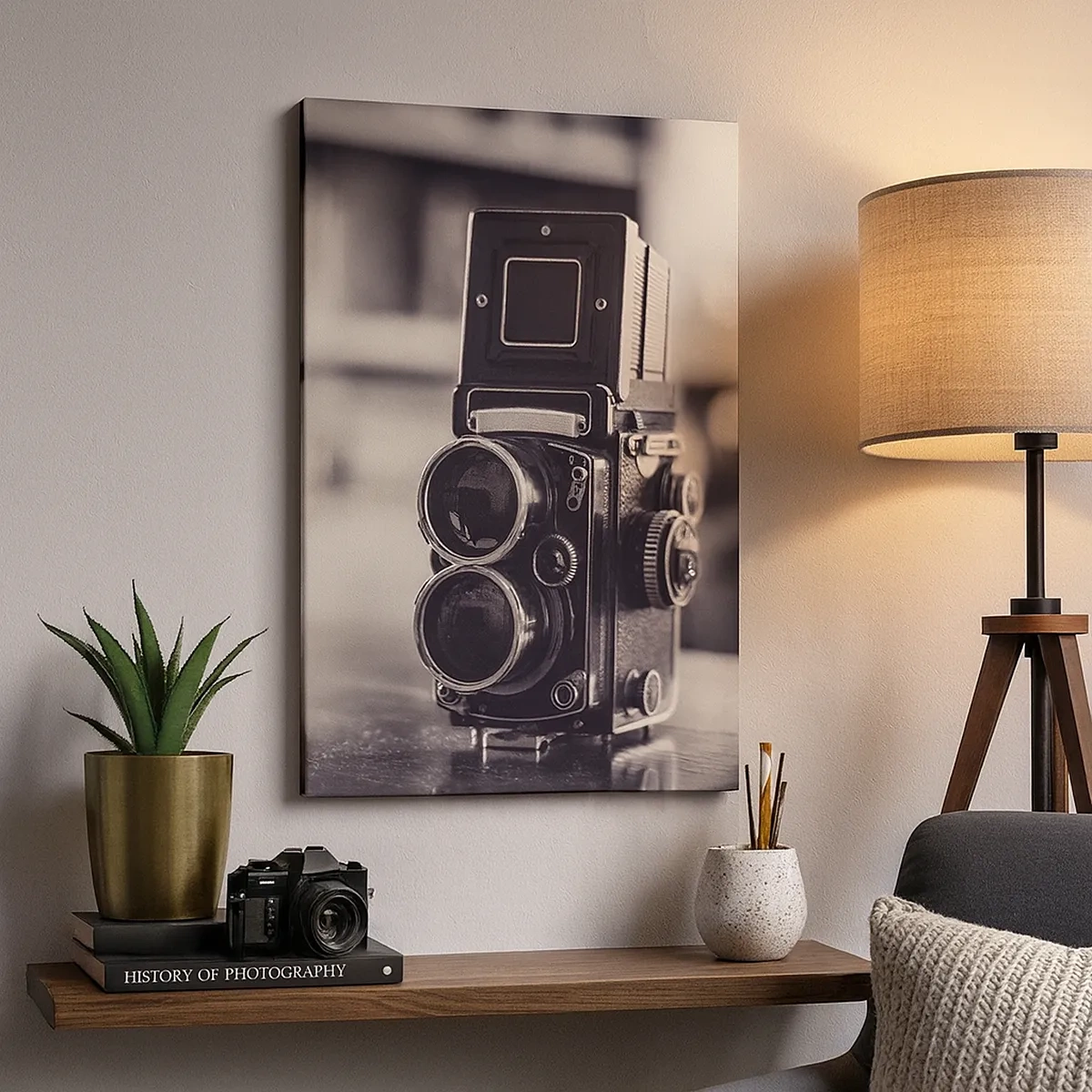 Impression sur toile - Image sur toile - Appareil photo ancien en noir et blanc - 50x70cm - La magie de la photographie ancienne - Décoration murale moderne pour le salon et la chambre ARTTOR