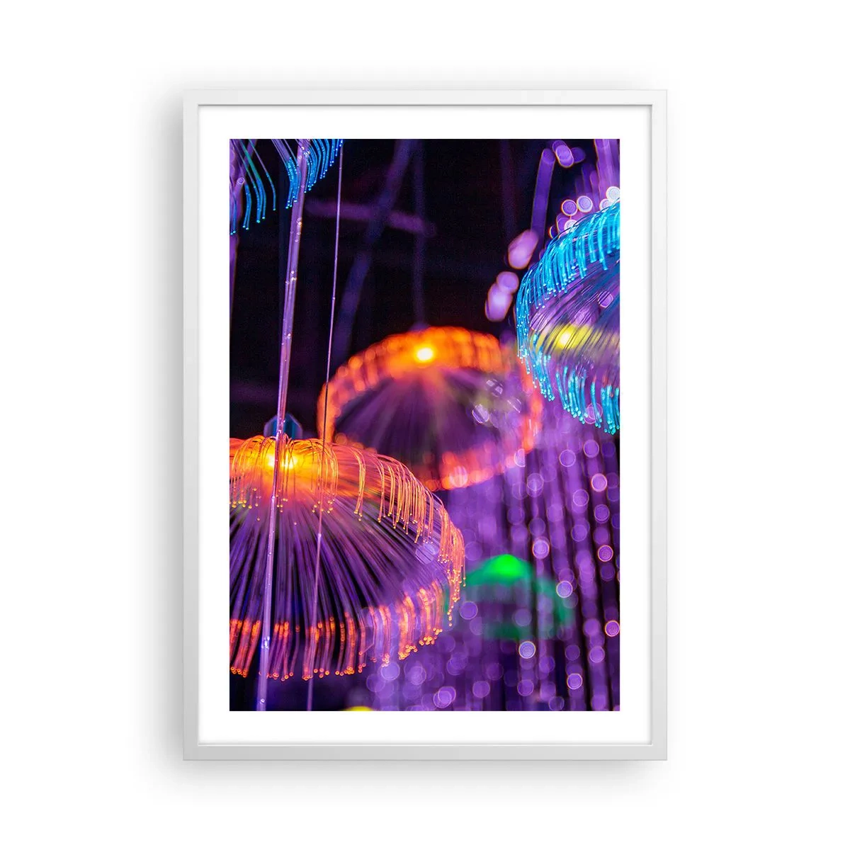 Affiche dans un cadre blanc - Poster - Fontaine lumineuse - 50x70 cm