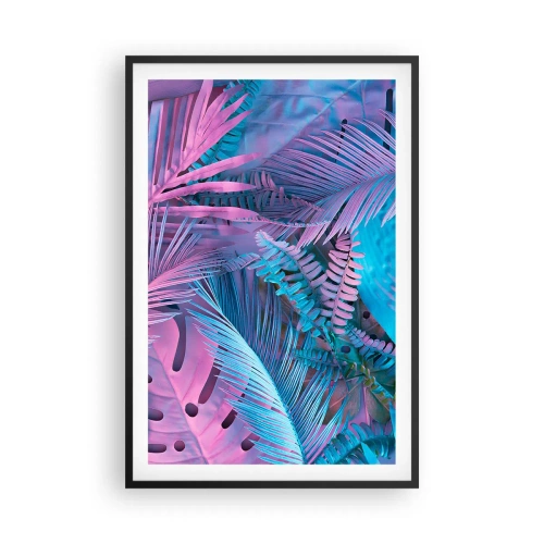 Affiche dans un cadre noir - Poster - Les tropiques en rose et bleu - 61x91 cm