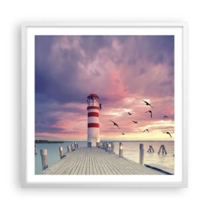 Affiche dans un cadre blanc - Poster - C'est l'heure d'aller au port - 60x60 cm