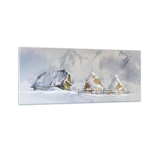 Impression sur verre - Image sur verre - Dans une vallée enneigée - 100x40 cm
