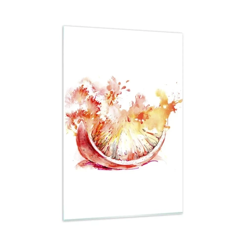Impression sur verre - Image sur verre - Une tranche de pamplemousse à l'aquarelle aux couleurs vives - 80x120cm - Détente juteuse - Décoration murale moderne pour le salon et la chambre ARTTOR