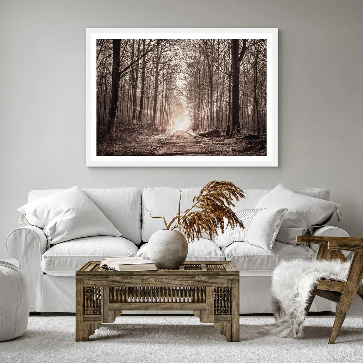 Affiche dans un cadre blanc - Poster - Cathédrale de la forêt - 40x40 cm
