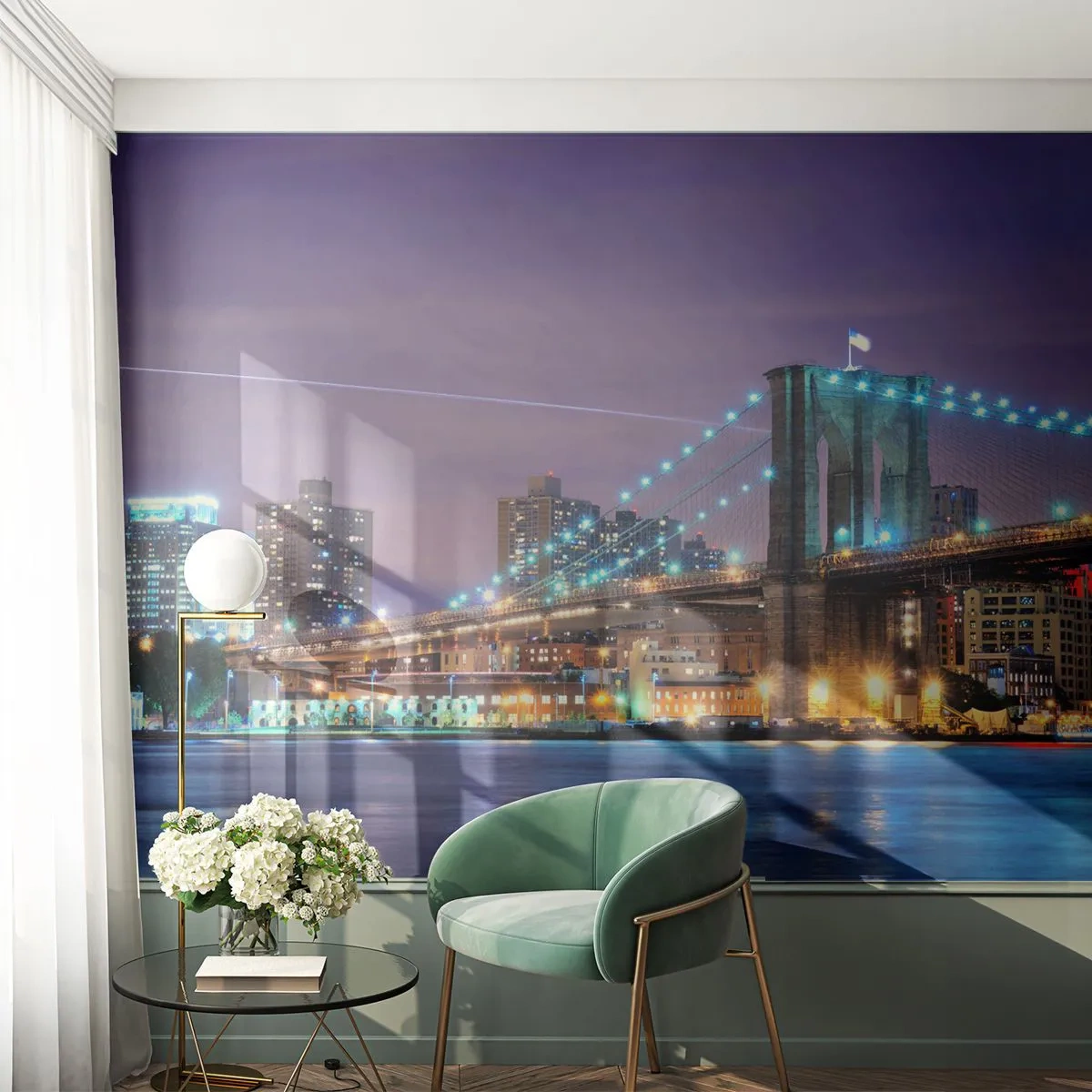 Papier Peint Autocollant Deluxe Sticker - Depuis de nombreuses années le pont de Brooklyn - Ville, New York, le pont de Brooklyn - 250x175 cm
