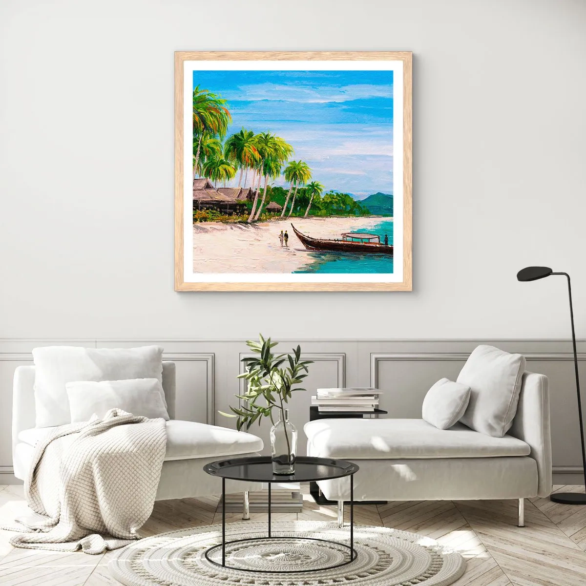 Affiche dans un chêne clair - Poster - Rêve exotique - 60x60 cm