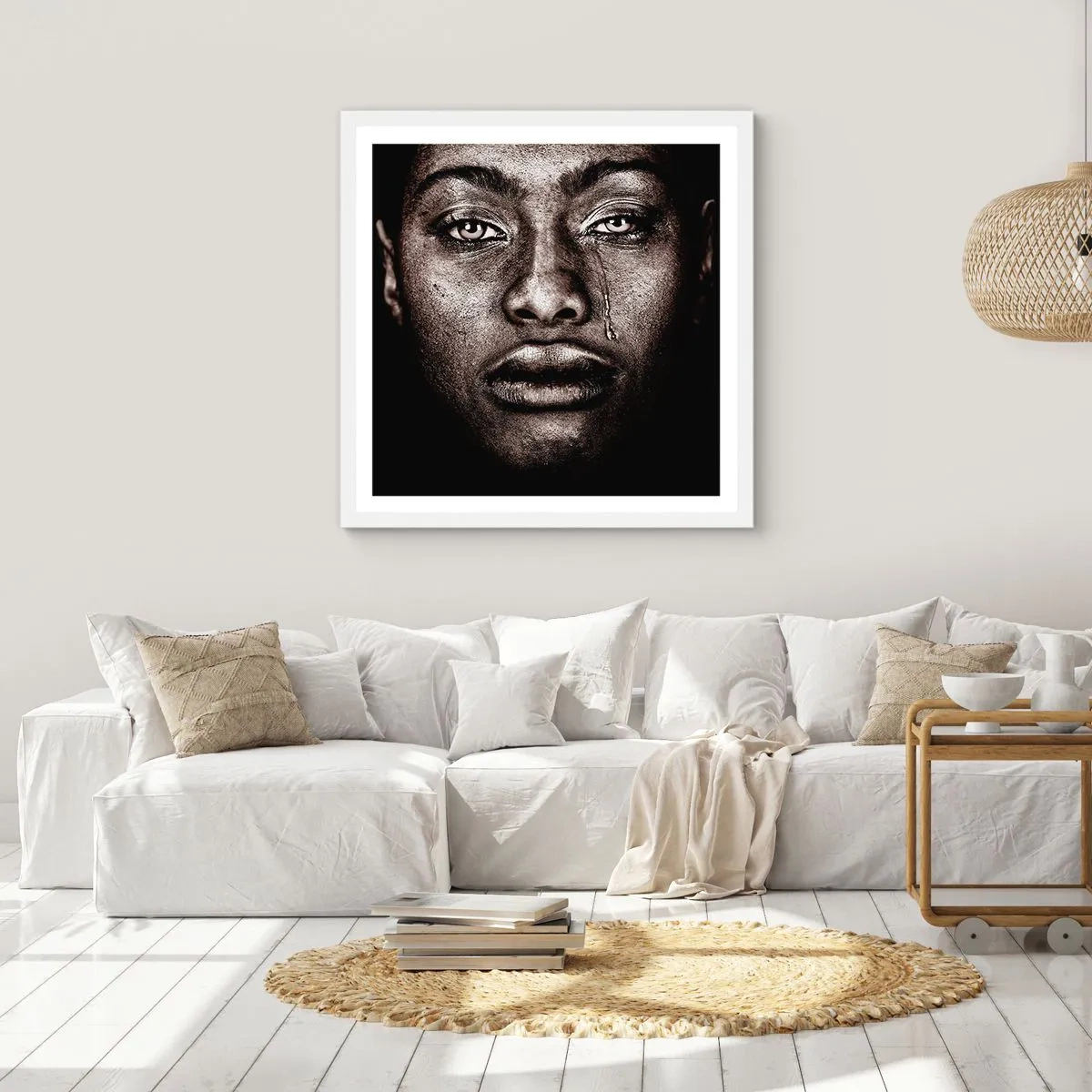 Affiche dans un cadre blanc - Poster - Une larme - 40x40 cm