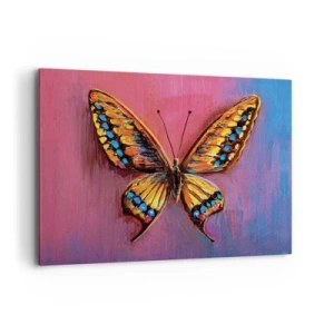 Impression sur toile - Image sur toile - Papillon coloré sur un fond abstrait - 120x80cm - Un joyau de la nature - Décoration murale moderne pour le salon et la chambre ARTTOR