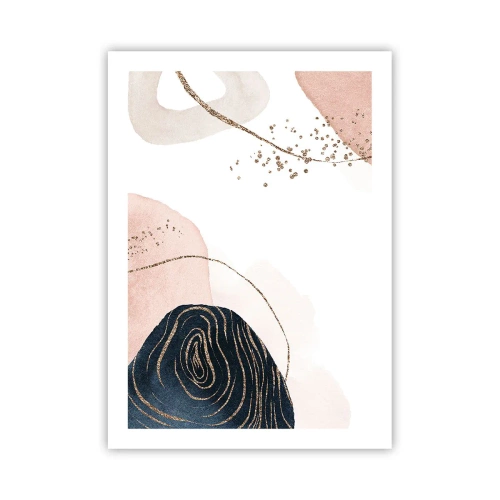 Affiche - Poster - Formes abstraites dans des tons pastel avec des accents dorés - 50x70cm - Tout coule - Décoration murale moderne pour le salon et la chambre ARTTOR