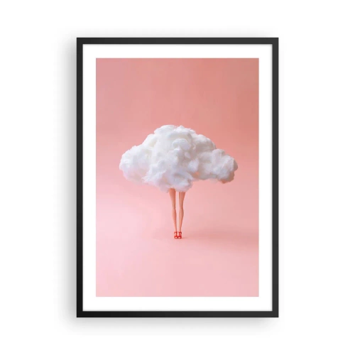 Affiche dans un cadre noir - Poster - Un nuage fantaisie avec des pattes sur un fond rose - 50x70cm - Douce promesse - Décoration murale moderne pour le salon et la chambre ARTTOR