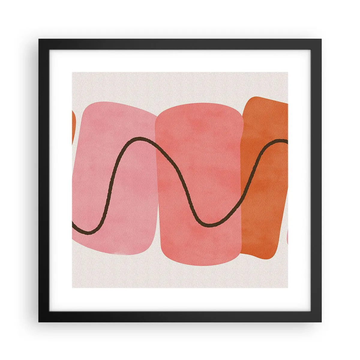 Affiche dans un cadre noir - Poster - mouvement doux des formes - 40x40 cm