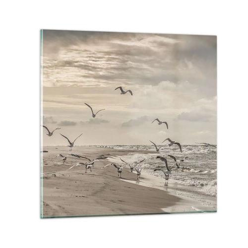 Impression sur verre - Image sur verre - Le bruit de la mer, le chant des oiseaux - 30x30 cm