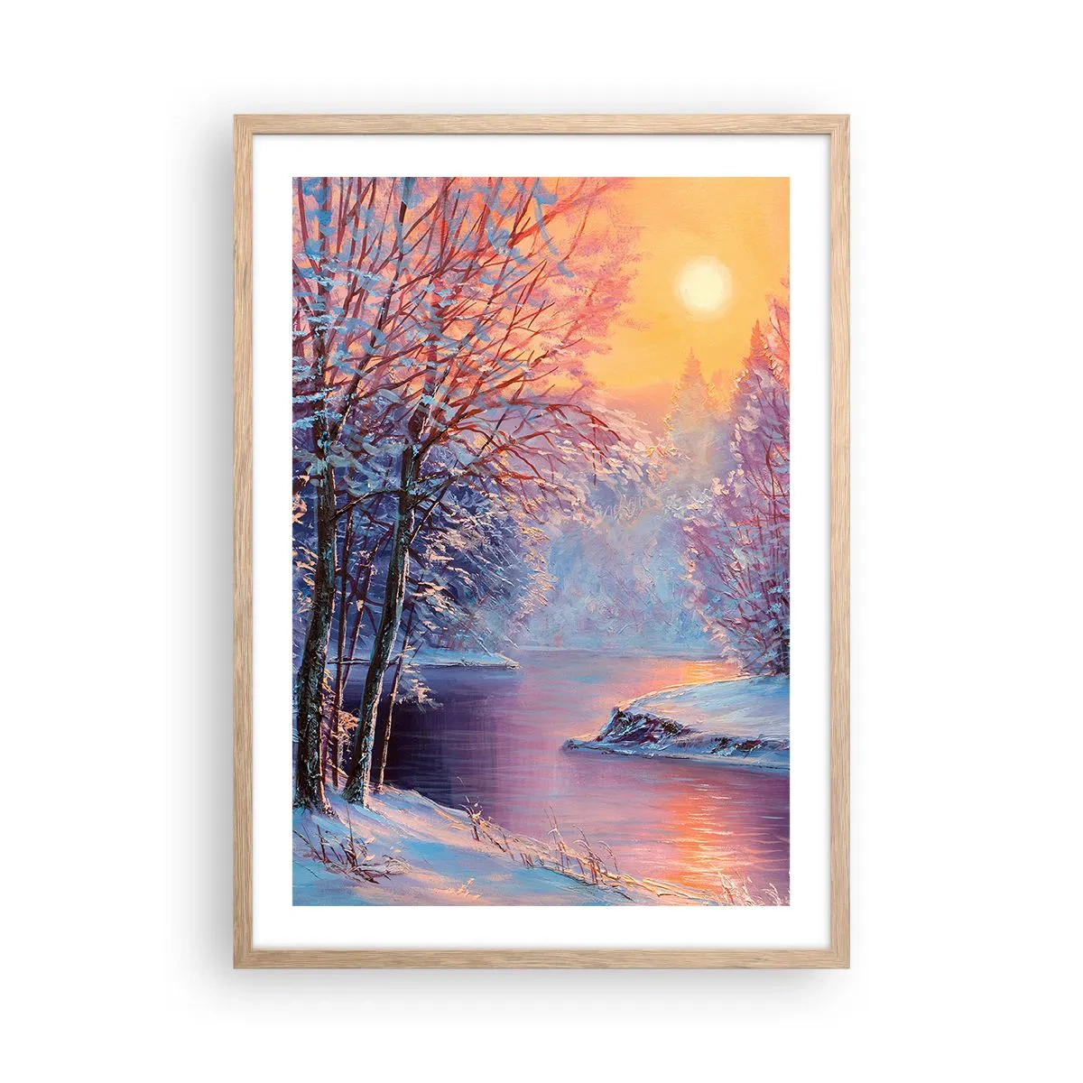 Affiche dans un chêne clair - Poster - Couleurs d'hiver - 50x70 cm