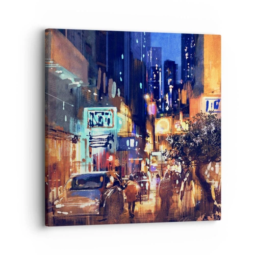 Impression sur toile - Image sur toile - Et la ville ne dort pas - 30x30 cm