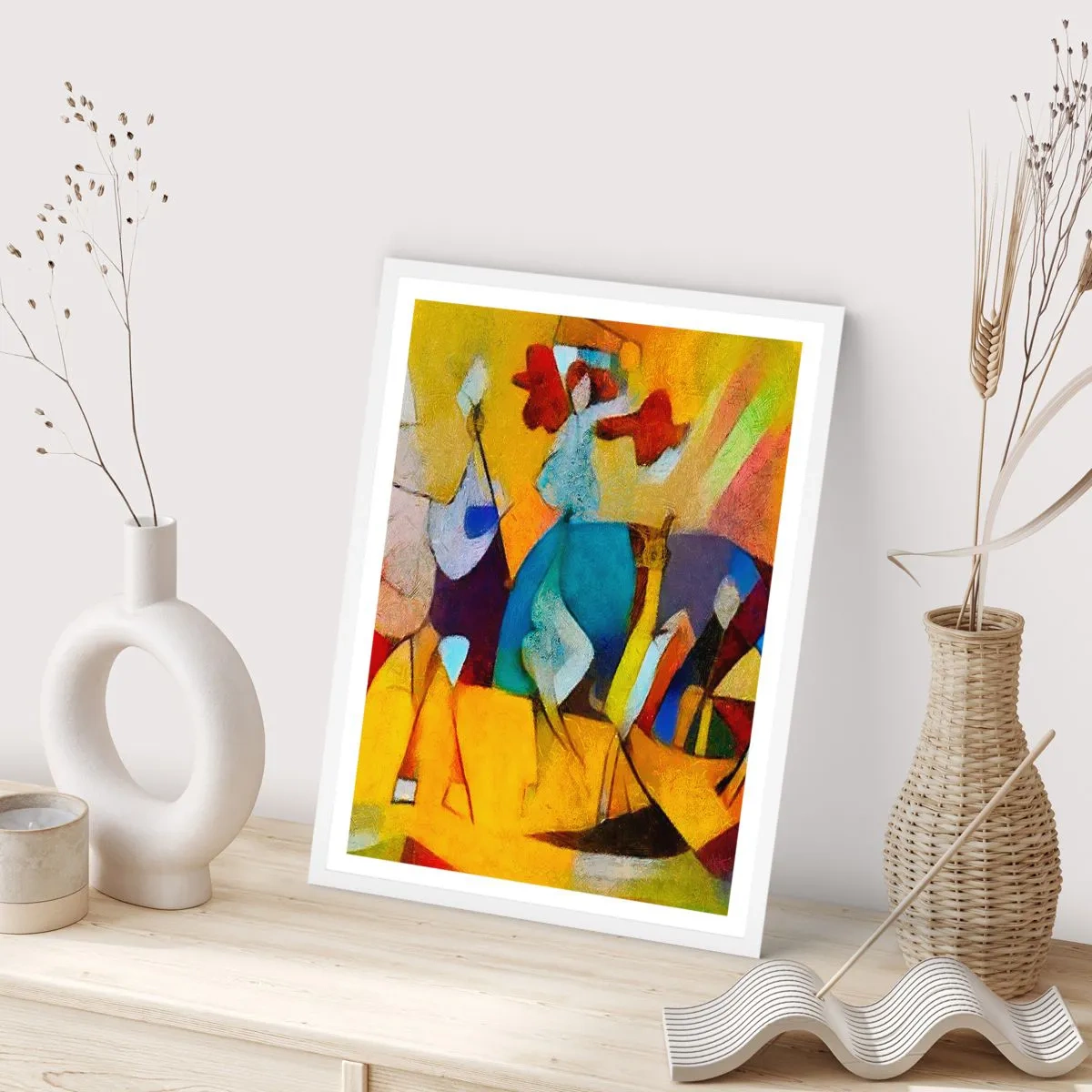 Affiche dans un cadre blanc - Poster - Soleil - vie - joie - 61x91 cm