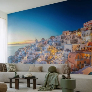 Papier Peint Photo Premium Sand - L'essence de la grecque - Santorin, Architecture, Grèce - 250x175 cm