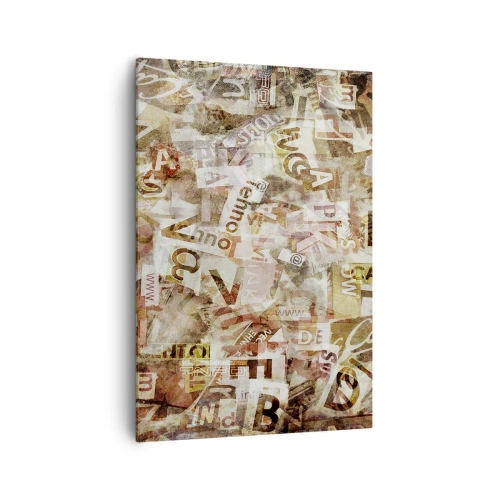 Impression sur toile - Image sur toile - Composition abstraite avec lettres et fragments de texte - 70x100cm - J'unifie le bavardage - Décoration murale moderne pour le salon et la chambre ARTTOR