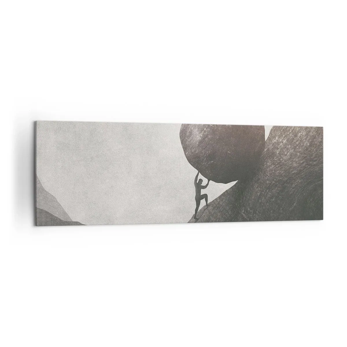 Impression sur toile - Image sur toile - Un homme escaladant un énorme rocher sur une colline - 160x50cm - Je crois contre tout espoir - Décoration murale moderne pour le salon et la chambre ARTTOR