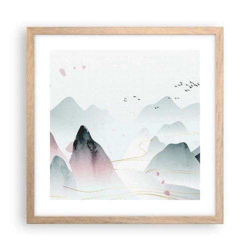 Affiche dans un chêne clair - Poster - Au-delà des sommets - 40x40 cm