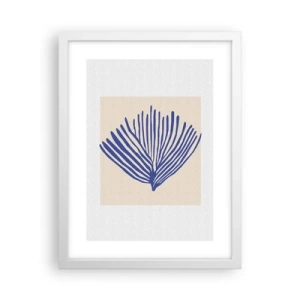 Affiche dans un cadre blanc - Poster - Éventail bleu - 30x40 cm