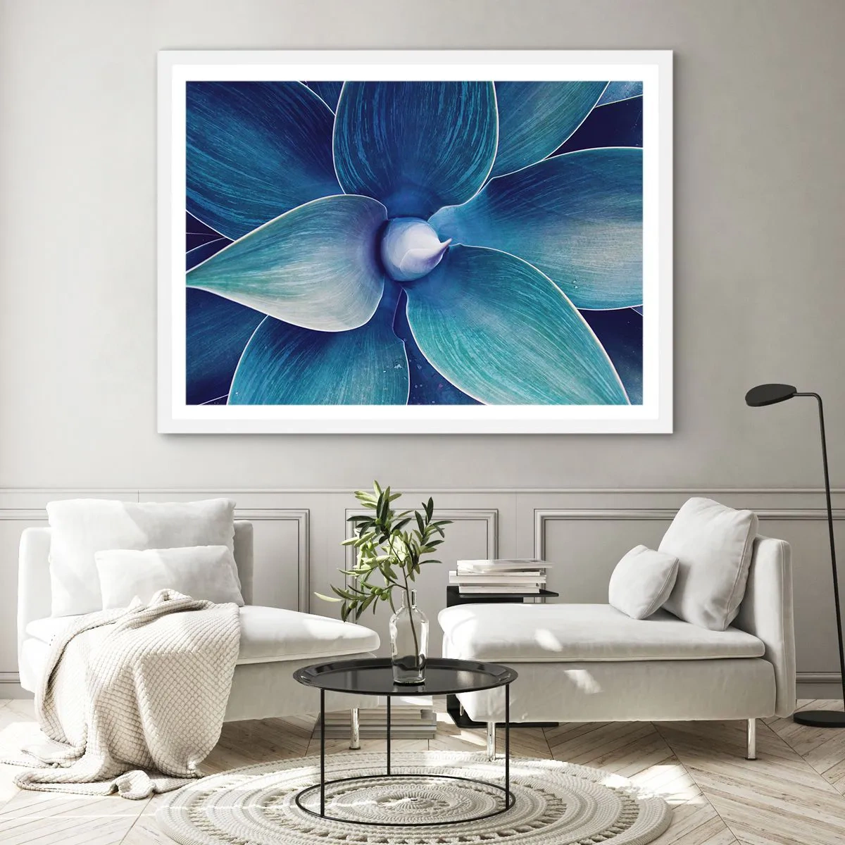 Affiche dans un cadre blanc - Poster - Le bleu du ciel - 50x40 cm