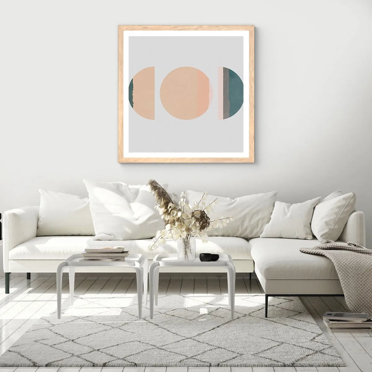 Affiche dans un chêne clair - Poster - Cercles après cercles - 30x30 cm