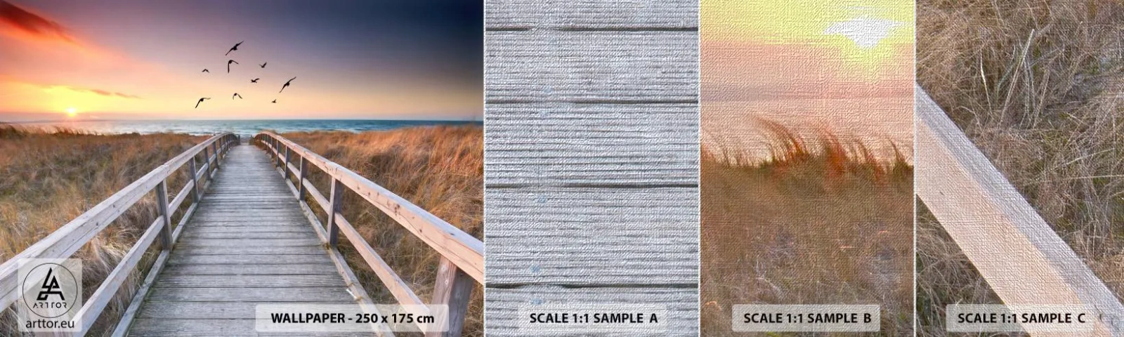 Échantillon de Papier Peint Premium Canvas - Envol des espaces - Paysage, Mer, Plage - 100x30 cm