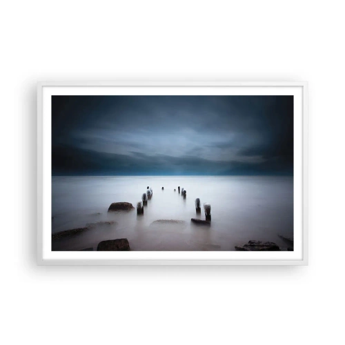 Affiche dans un cadre blanc - Poster - Lac pensif - 91x61 cm