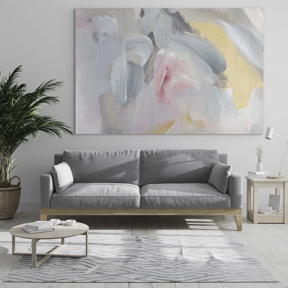 Impression sur verre - Image sur verre - Composition abstraite aux couleurs pastel - 120x80cm - Dans un monde pastel - Décoration murale moderne pour le salon et la chambre ARTTOR