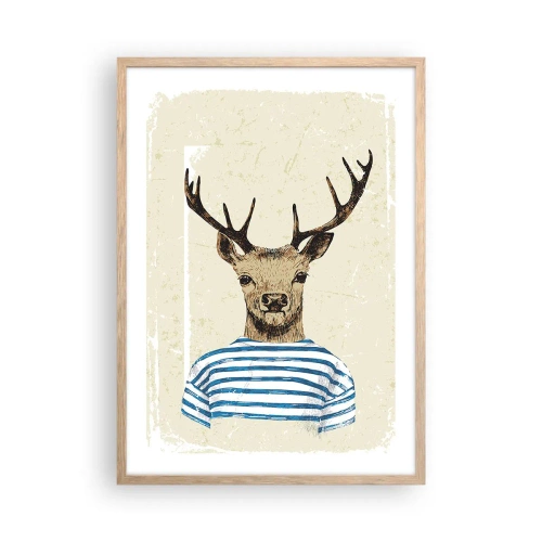 Affiche dans un chêne clair - Poster - Parce que j'aime les chemises rayées - 50x70 cm