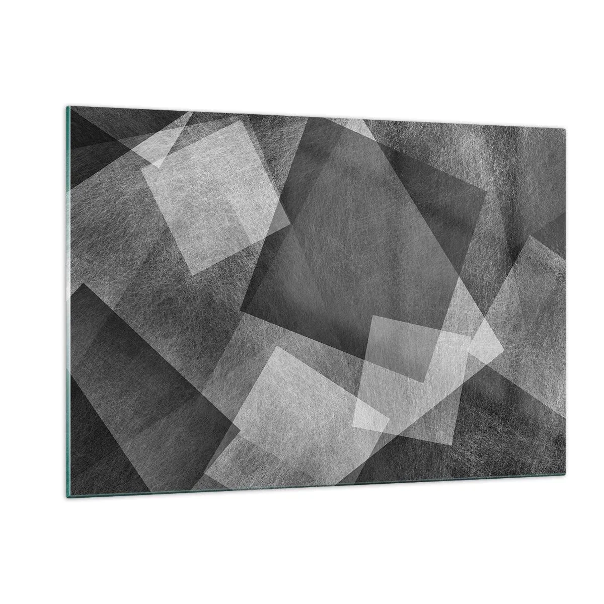 Impression sur verre - Image sur verre - Abstraction géométrique dans les tons de noir, blanc et gris - 120x80cm - Le symbole éternel de durabilité et d'ordre - Décoration murale moderne pour le salon et la chambre ARTTOR