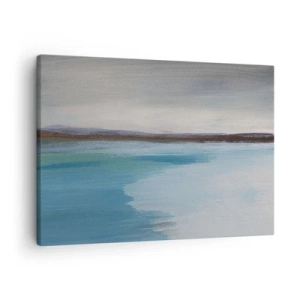 Impression sur toile - Image sur toile - Un paysage minimaliste avec une ligne de flottaison et un horizon - 70x50cm - Paysage horizontal - Décoration murale moderne pour le salon et la chambre ARTTOR