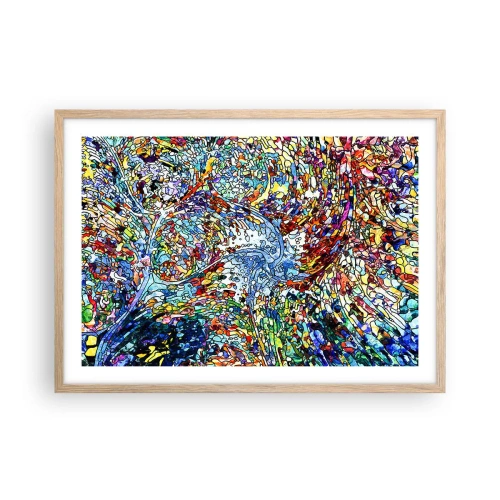 Affiche dans un chêne clair - Poster - Goutte de vitrail - 70x50 cm
