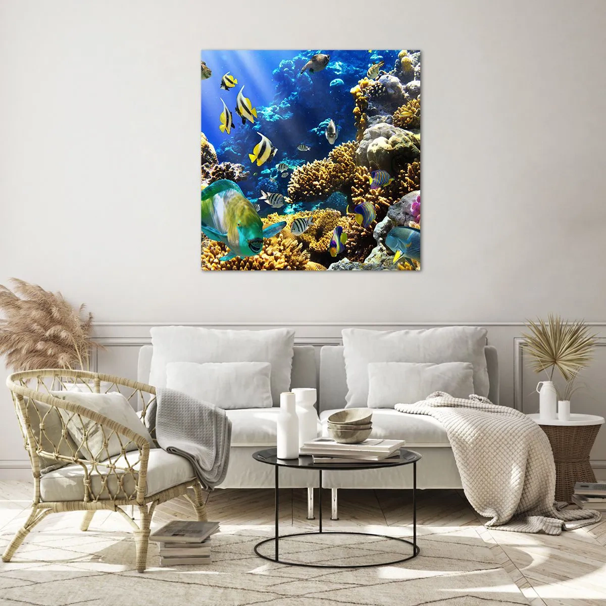 Impression sur verre - Image sur verre - Beaucoup de circulation sur la route des vacances - 70x70 cm